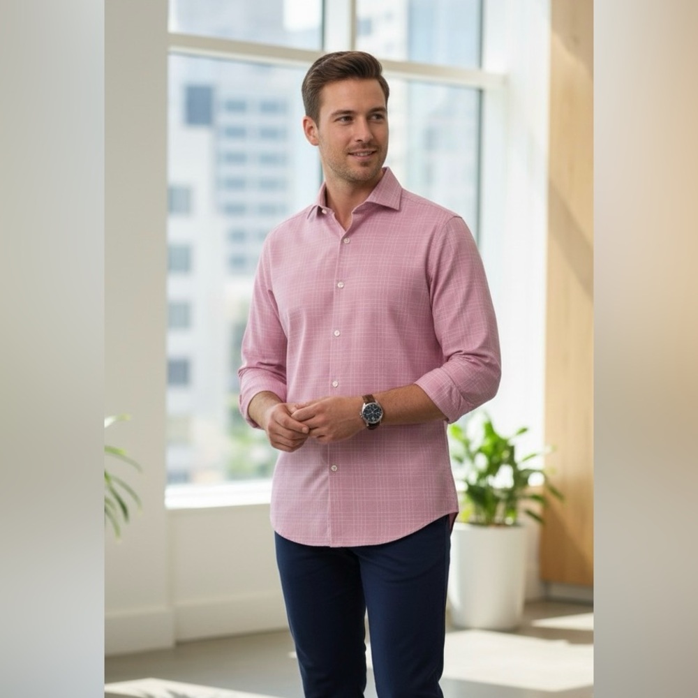 Perry Ellis Pink Dress Shirt Long-Sleeve Button-Up